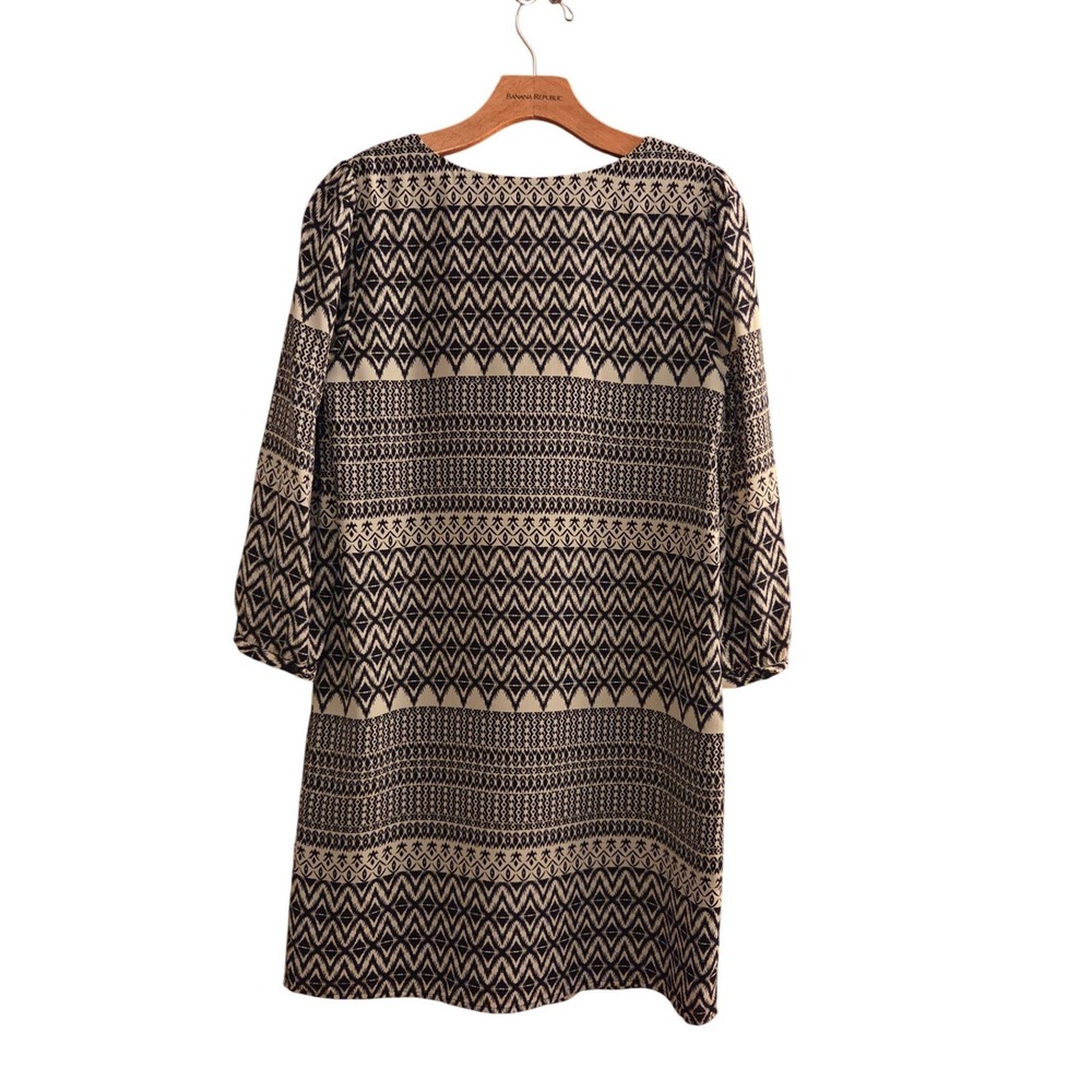 Piperlime Collection SILK Black+White Ikat Geometric Mod Shift Dress NWT Sz S - Picture 2 of 9